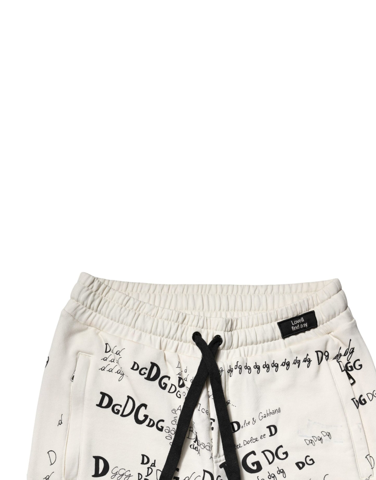 Dolce & Gabbana White Printed Cotton Jogger Sweatpants Pants