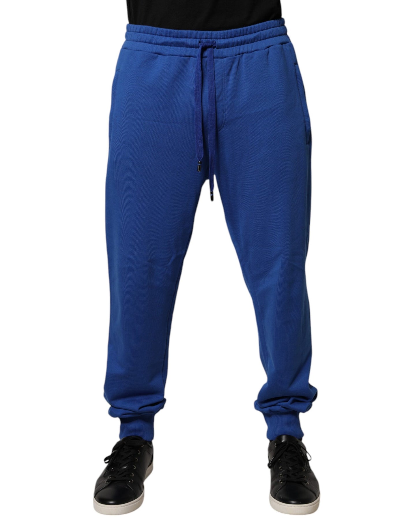 Dolce & Gabbana Blue Cotton Jogger Mid Waist Pants