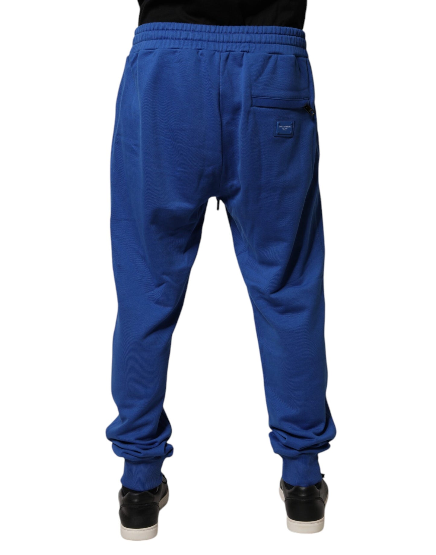 Dolce & Gabbana Blue Cotton Jogger Mid Waist Pants