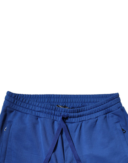 Dolce & Gabbana Blue Cotton Jogger Mid Waist Pants