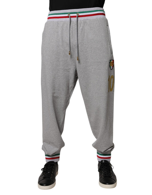 Dolce & Gabbana Gray Logo Patch CottonJogger Sweatpants Pants