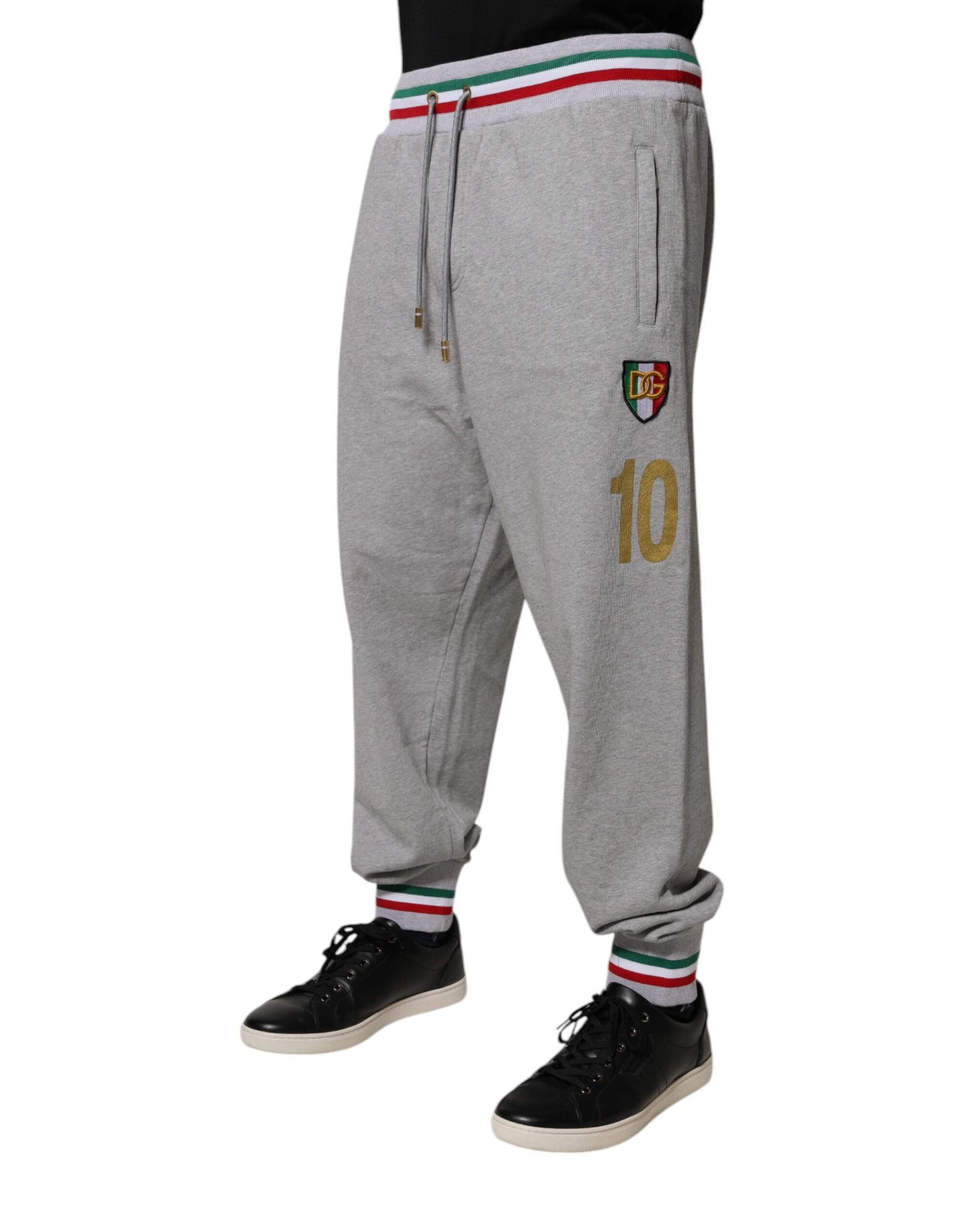 Dolce & Gabbana Gray Logo Patch CottonJogger Sweatpants Pants