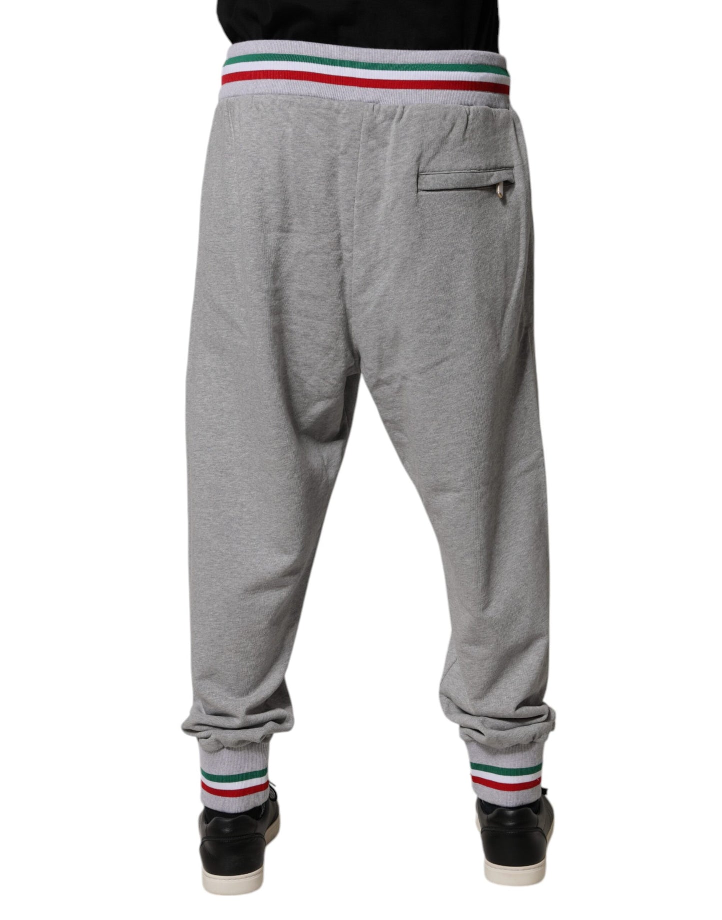 Dolce & Gabbana Gray Logo Patch CottonJogger Sweatpants Pants