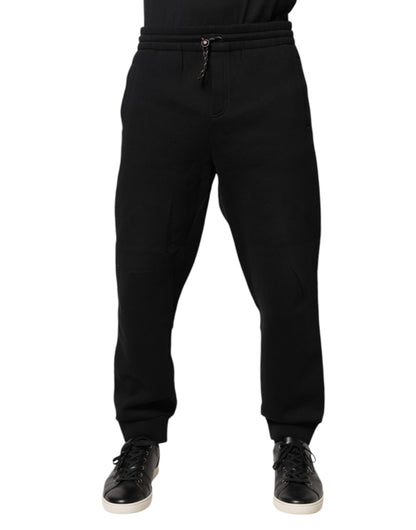 Dolce & Gabbana Black Logo Patch CottonJogger Sweatpants Pants