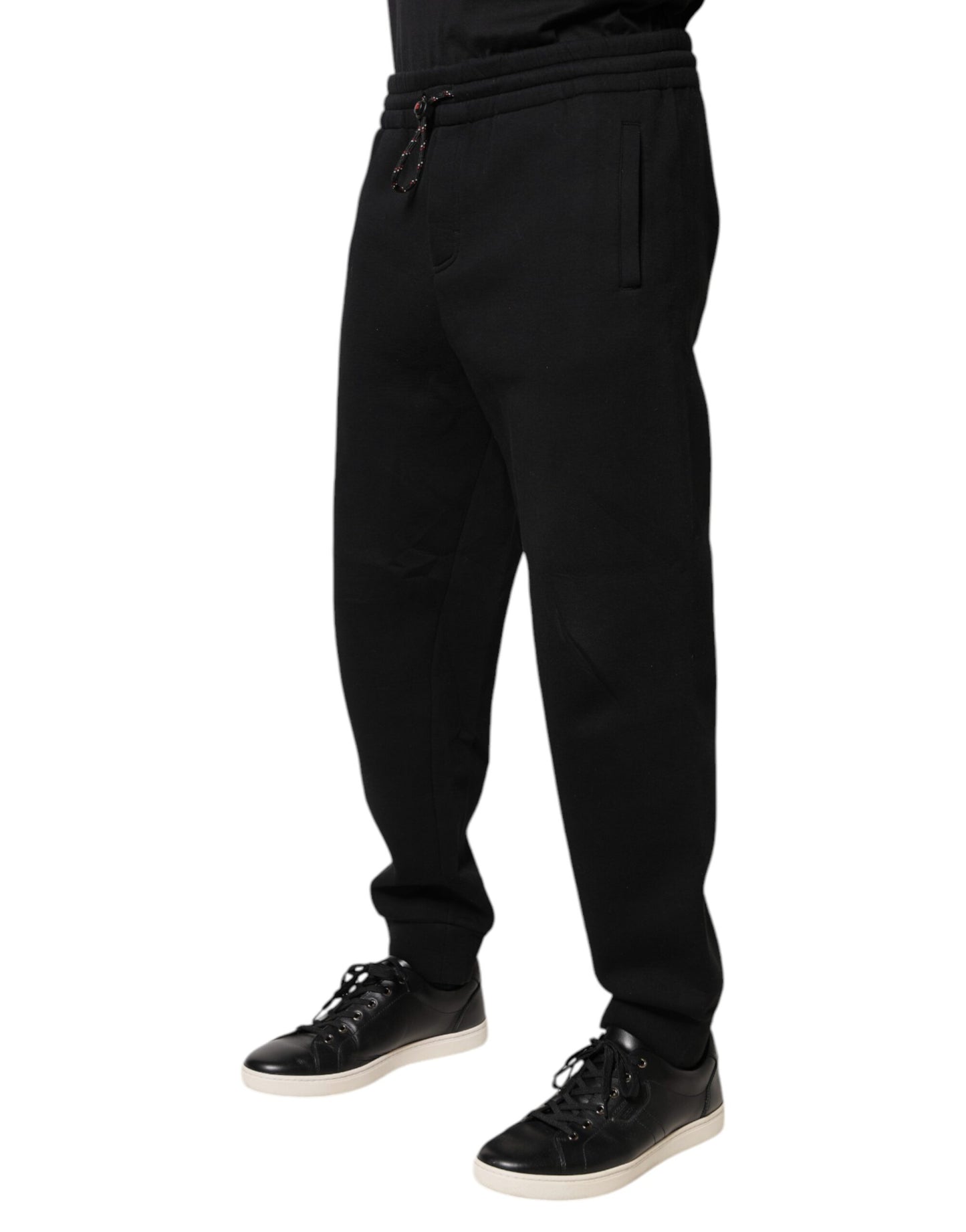 Dolce & Gabbana Black Logo Patch CottonJogger Sweatpants Pants