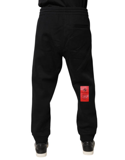 Dolce & Gabbana Black Logo Patch CottonJogger Sweatpants Pants