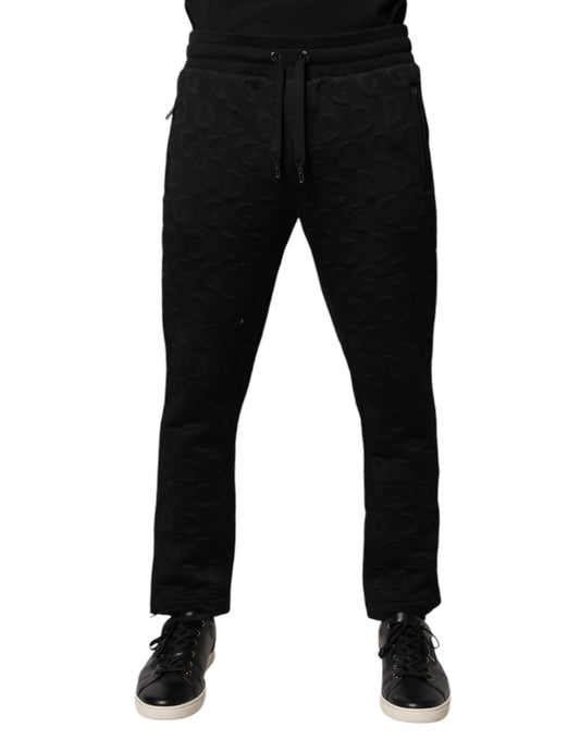 Dolce & Gabbana Black Logo Monogram Jogger Sweatpants Pants