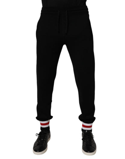 Dolce & Gabbana Black Wool Mid Waist Jogger Sweatpants Pants