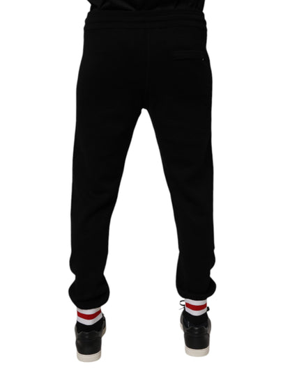 Dolce & Gabbana Black Wool Mid Waist Jogger Sweatpants Pants