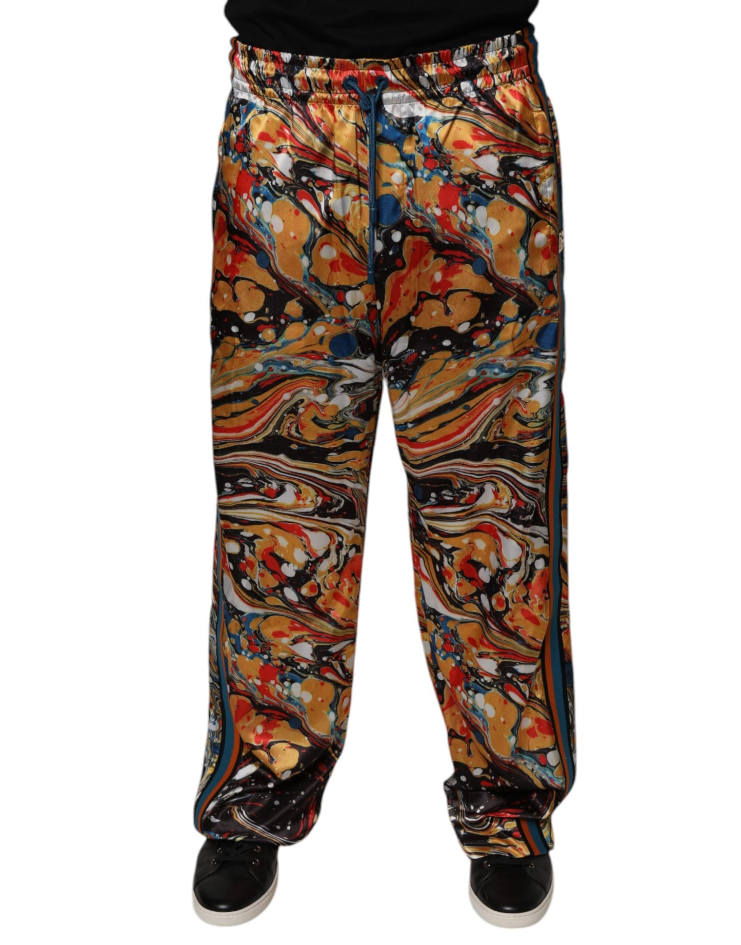 Dolce & Gabbana Multicolor Marble Satin Men Tracksuit Pants