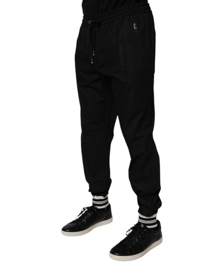 Dolce & Gabbana Black Cotton Men Jogger Sweatpants Pants