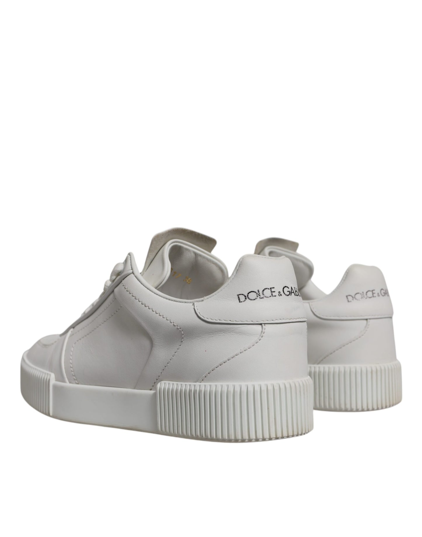 Dolce & Gabbana White Miami Leather Low Top Sneakers Shoes