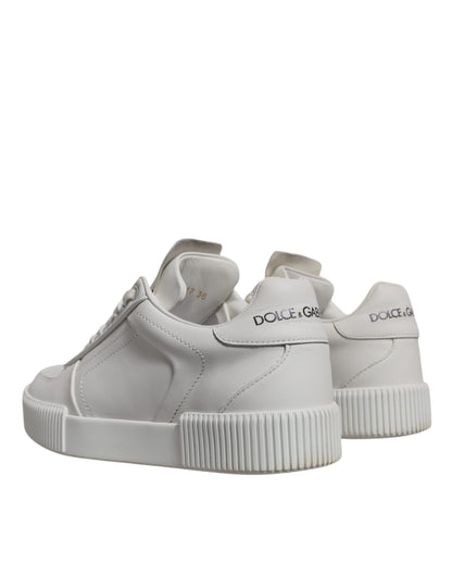 Dolce & Gabbana White Miami Leather Low Top Sneakers Shoes