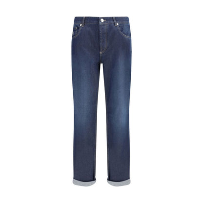 Brunello Cucinelli Blue Cotton Relaxed Fit Jeans
