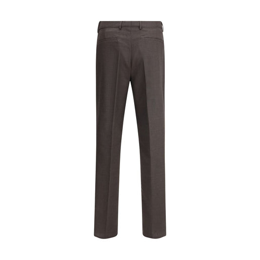 Brunello Cucinelli Brown Fleece Wool Casual Pants