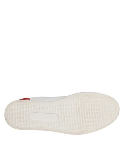 Dolce & Gabbana White Suede Leather Low Top Sneakers Shoes