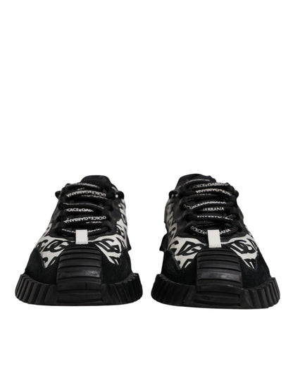 Dolce & Gabbana Black Logo Lace Up Low Top NS1 Sneakers Shoes