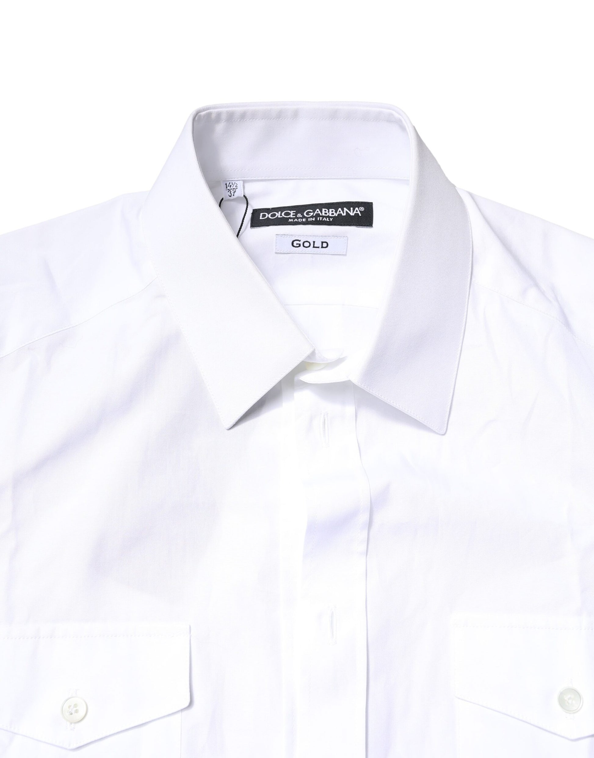 Dolce & Gabbana White GOLD Button Down Casual Men Polo Shirt
