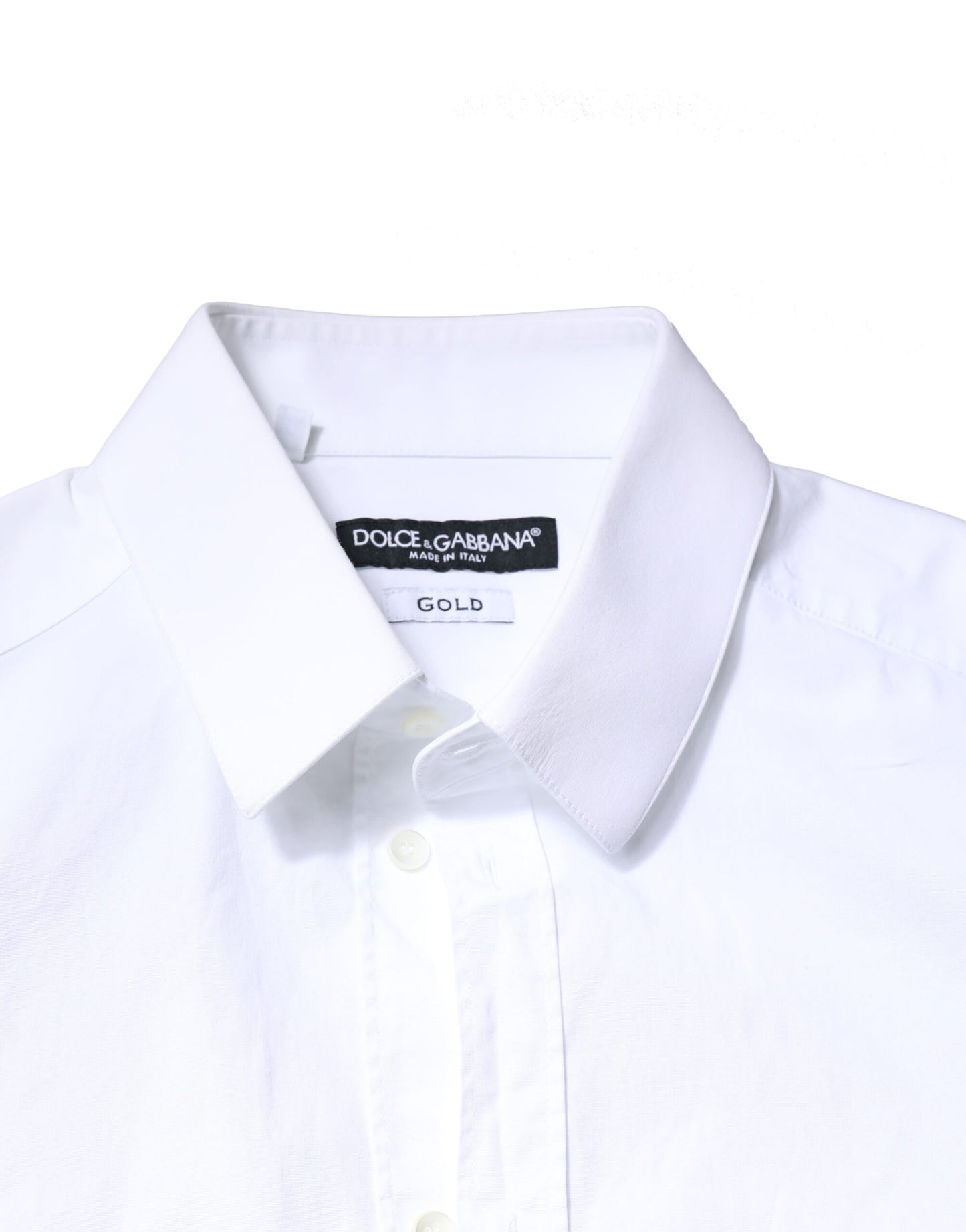 Dolce & Gabbana White GOLD Cotton Long Sleeves Dress Shirt