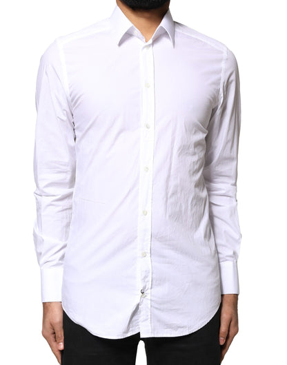 Dolce & Gabbana White GOLD Cotton Long Sleeves Men Dress Shirt