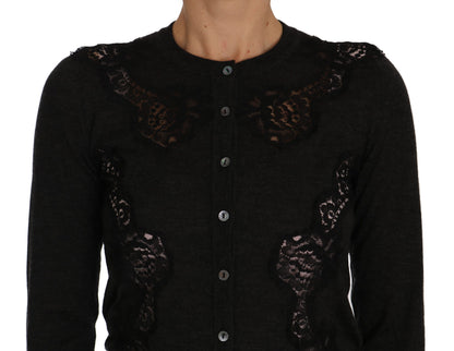 Dolce & Gabbana Chic Floral Lace Cashmere Blend Cardigan