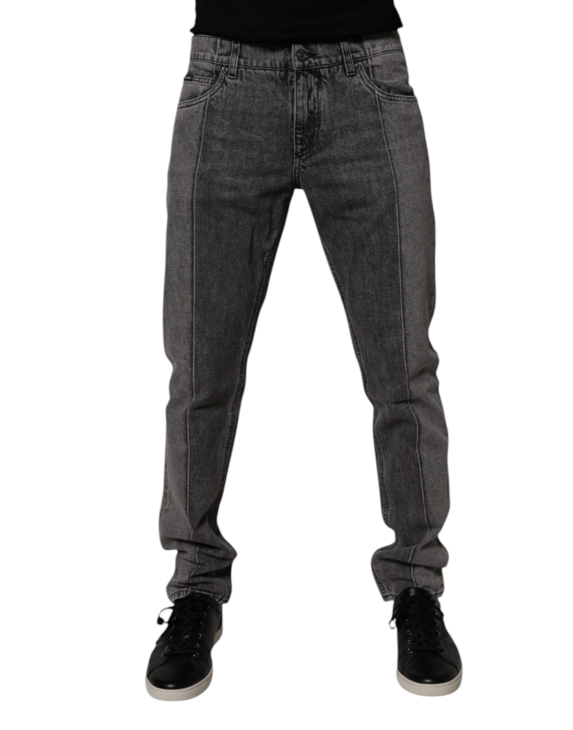 Dolce & Gabbana Two Tone Gray Cotton Denim Jeans