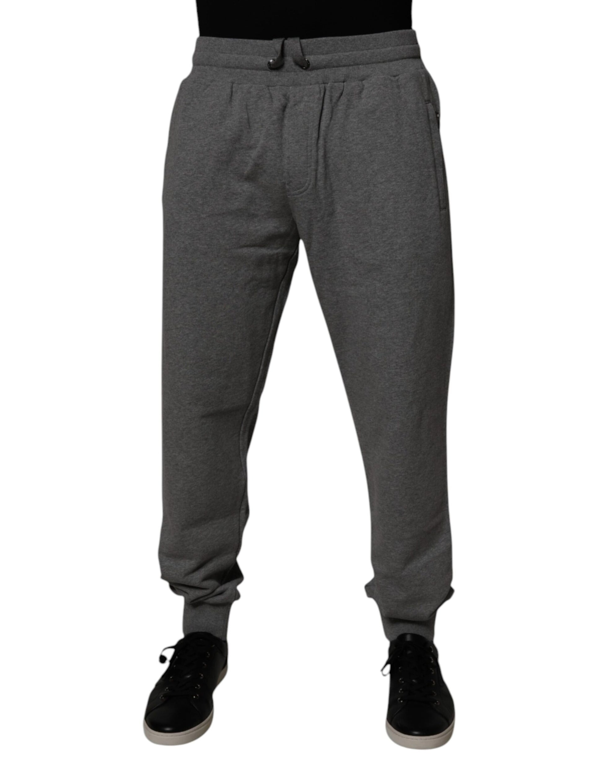 Dolce & Gabbana Gray Logo Cotton Jogger Men Sweatpants Pants