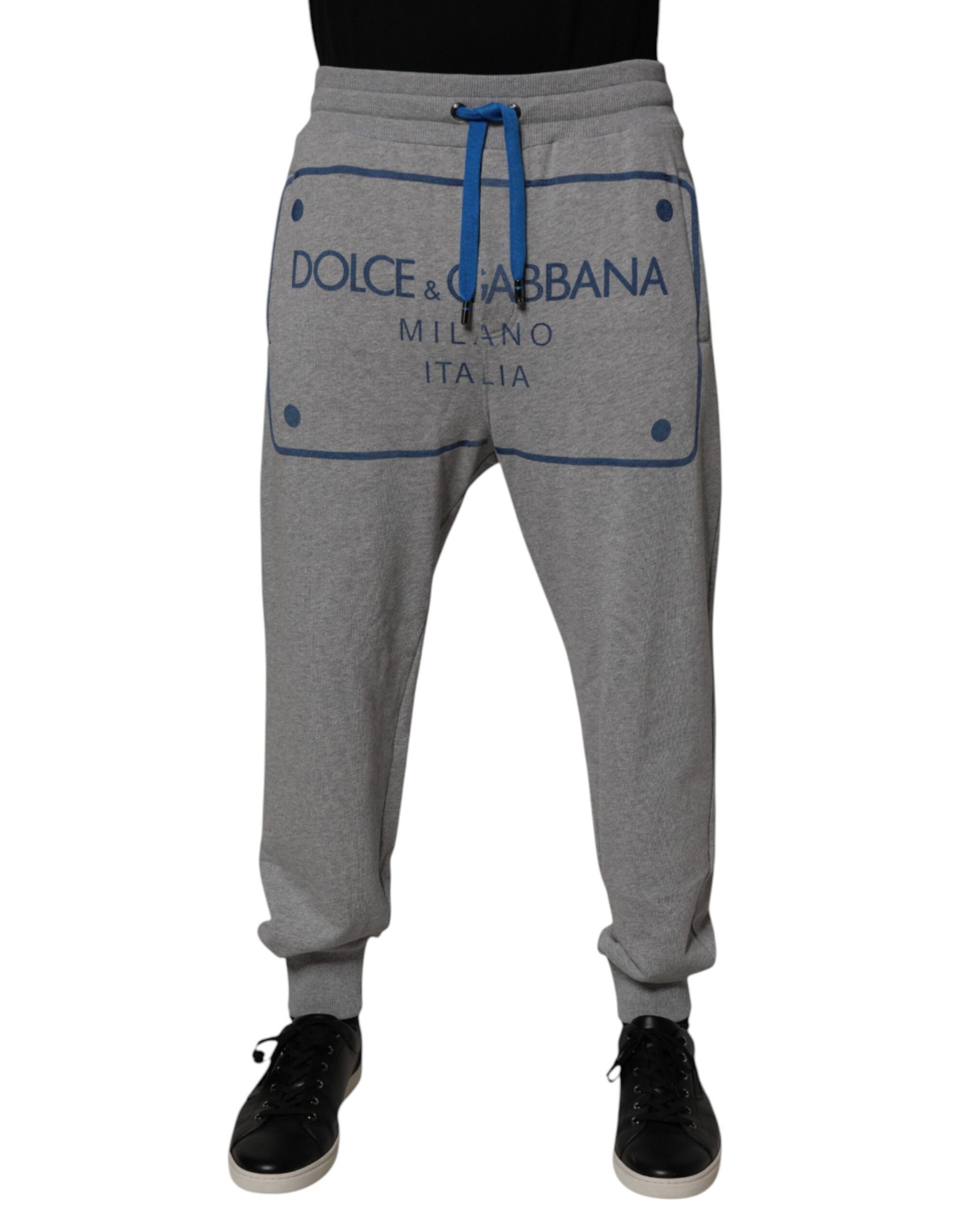 Dolce & Gabbana Gray Logo Cotton Men Jogger Sweatpants Pants