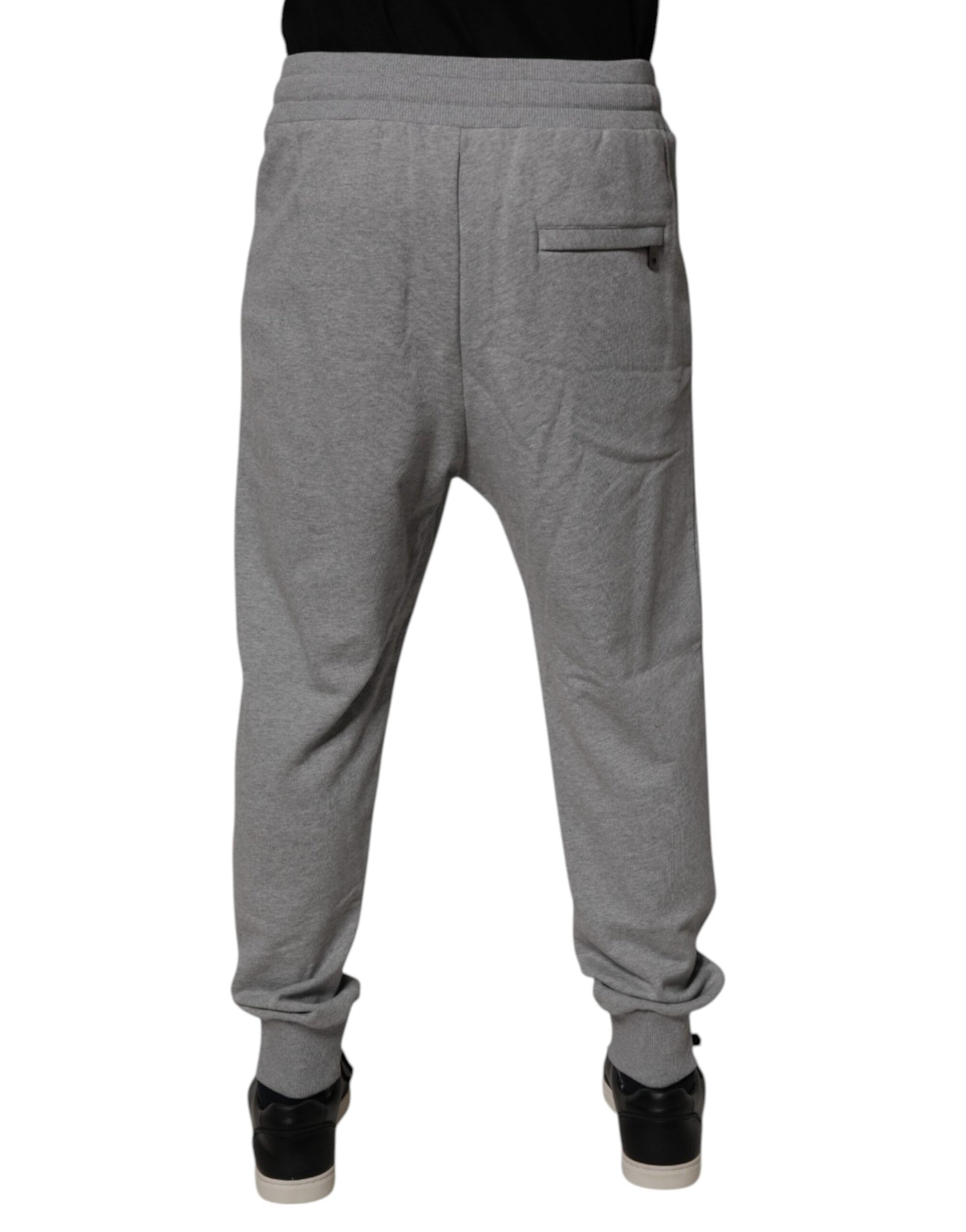 Dolce & Gabbana Gray Logo Cotton Men Jogger Sweatpants Pants