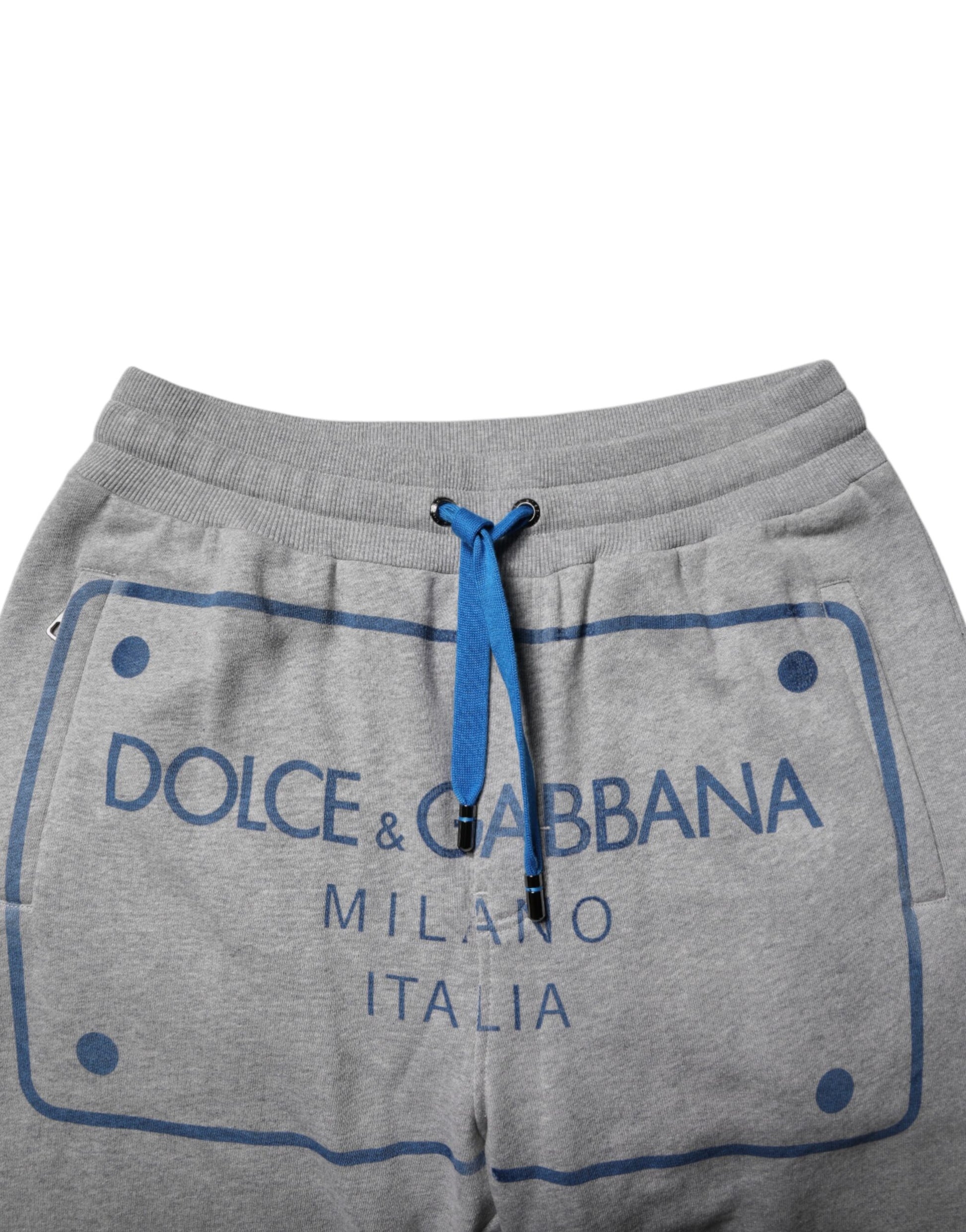 Dolce & Gabbana Gray Logo Cotton Men Jogger Sweatpants Pants