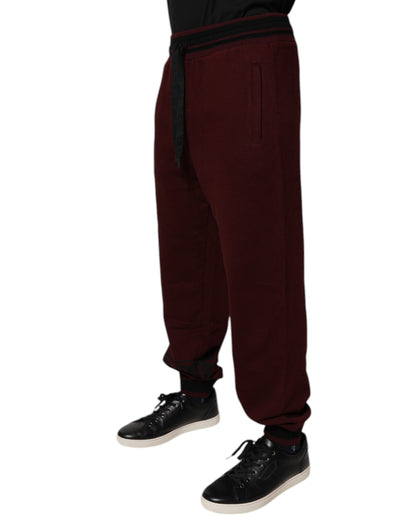 Dolce & Gabbana Bordeaux Cotton Jogger Men Sweatpants Pants