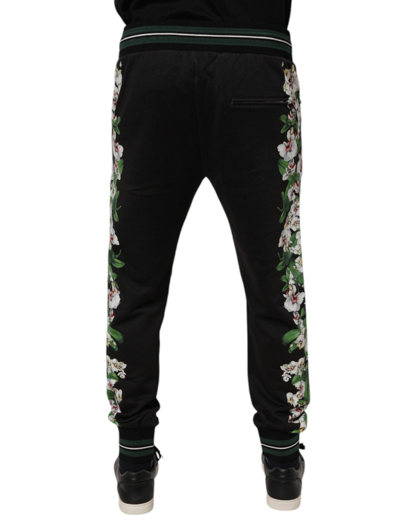 Dolce & Gabbana Black Floral King Men Jogger Sweatpants Pants