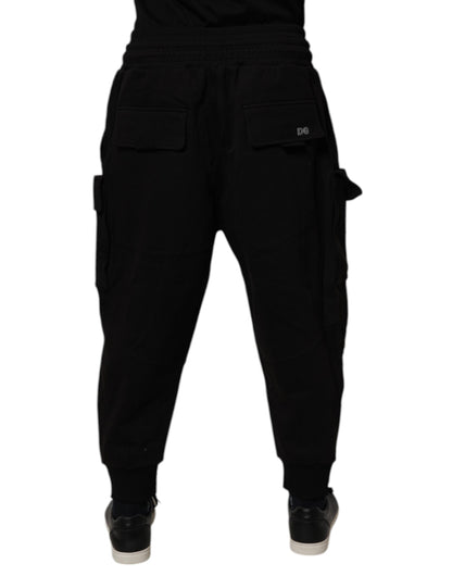 Dolce & Gabbana Black Cotton Men Cargo Jogger Sweatpants Pants