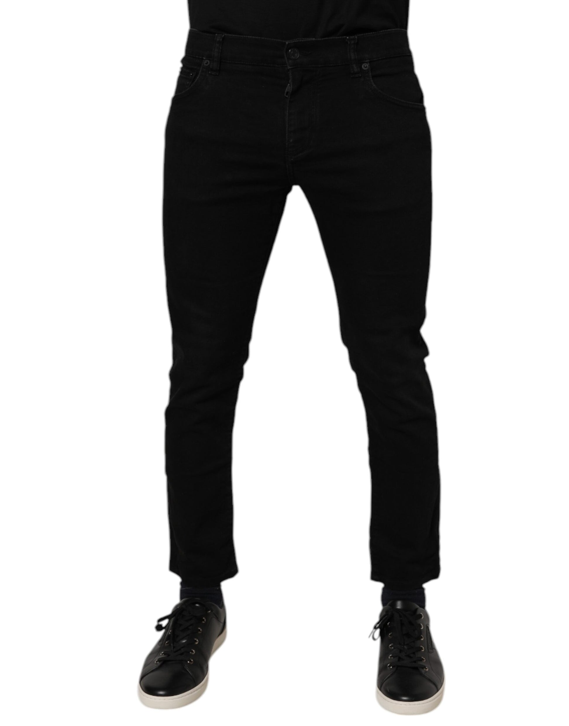 Dolce & Gabbana Black Cotton Stretch Skinny Men Denim Jeans