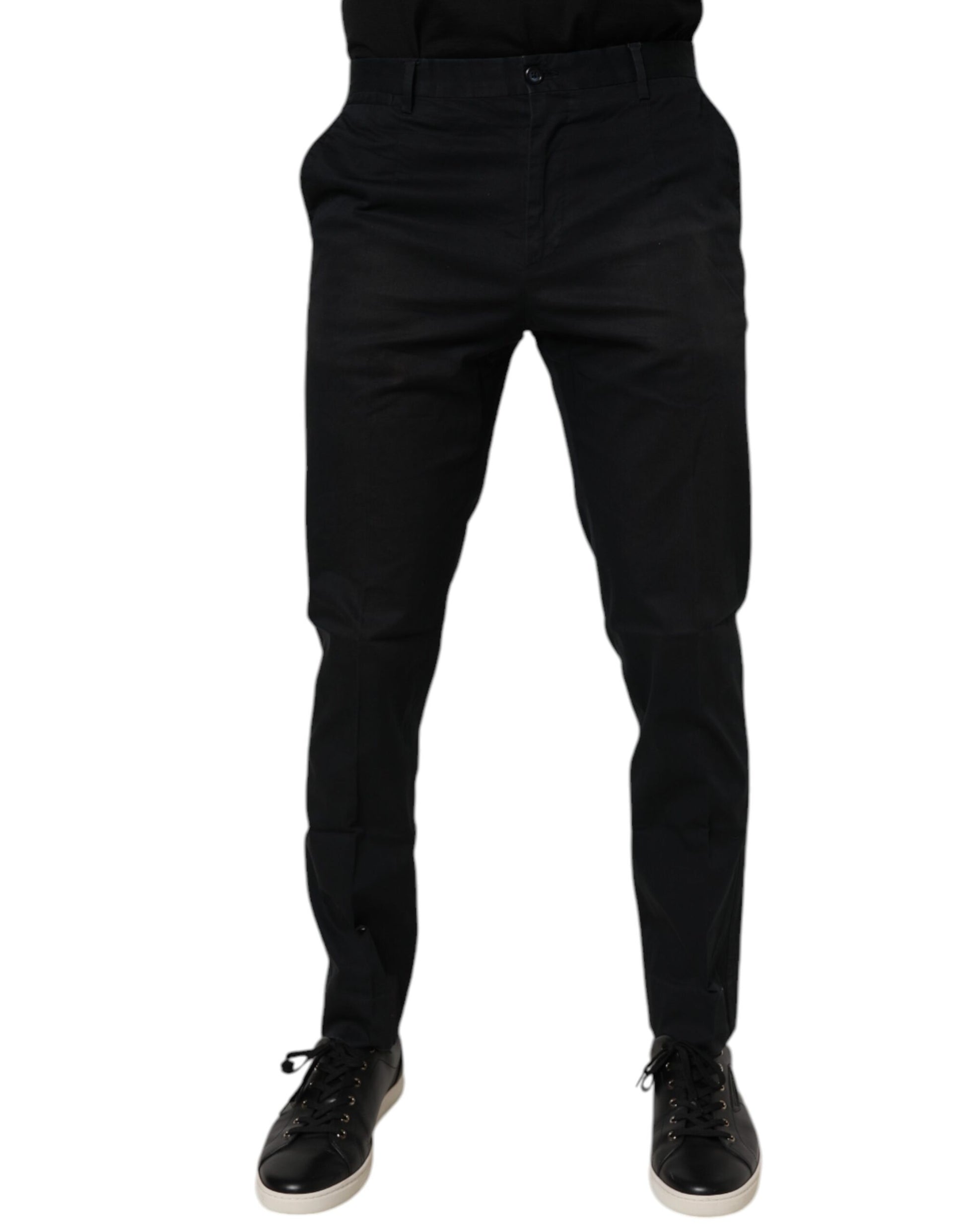 Dolce & Gabbana Black Cotton Stretch Skinny Dress Formal Pants