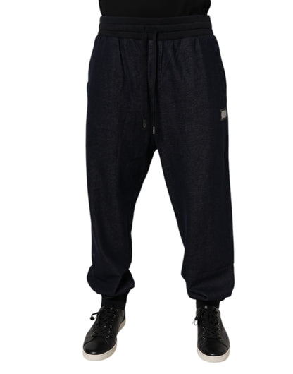 Dolce & Gabbana Black Jacquard Cotton Jogger Sweatpants Pants