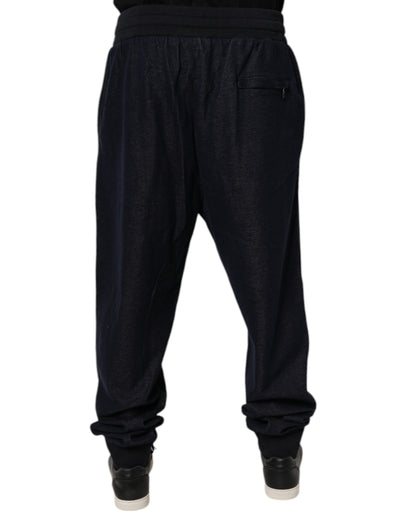 Dolce & Gabbana Black Jacquard Cotton Jogger Sweatpants Pants