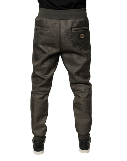 Dolce & Gabbana Brown Lambskin Leather Men Sweatpants Pants