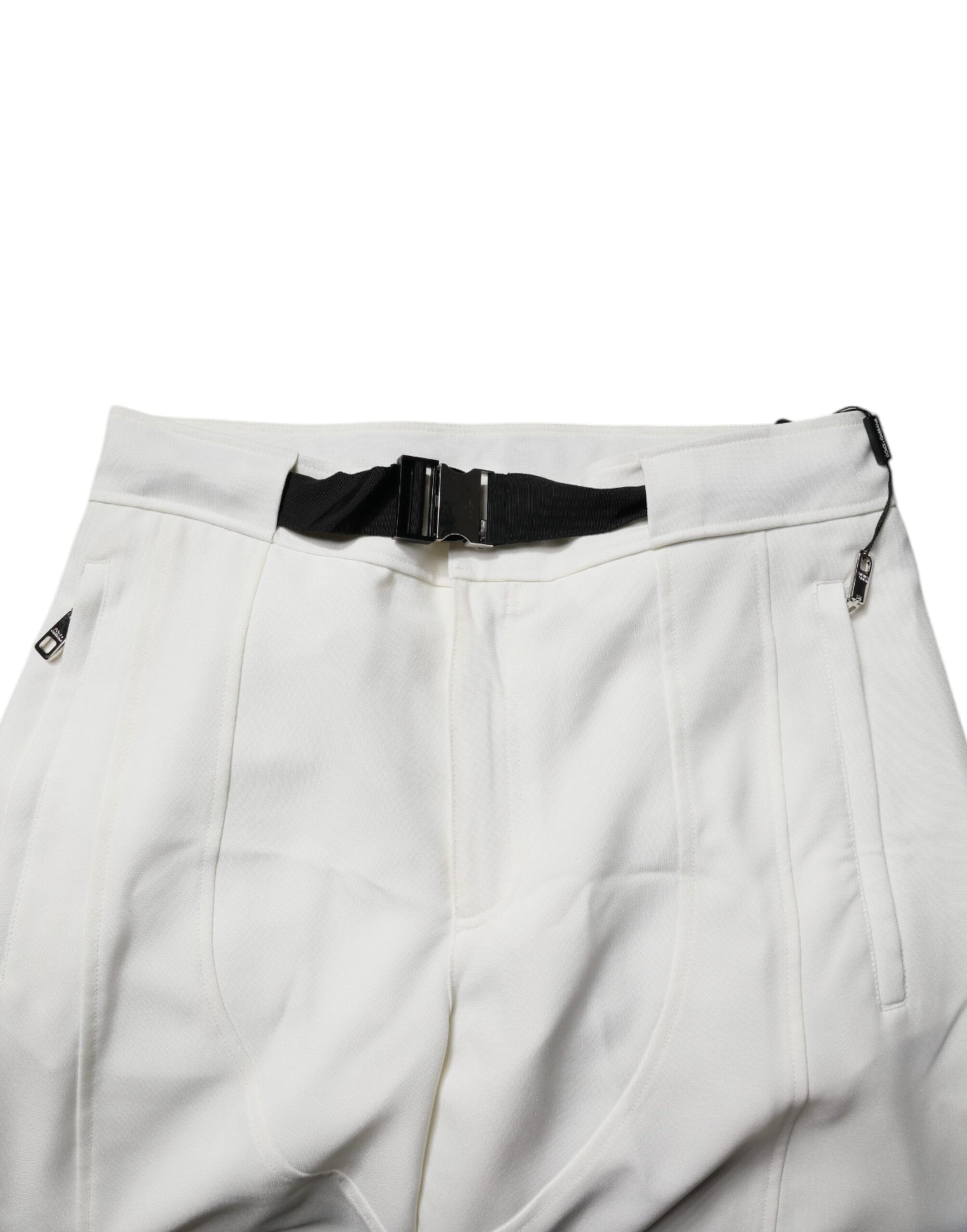 Dolce & Gabbana White Mid Waist Wide Leg Pants