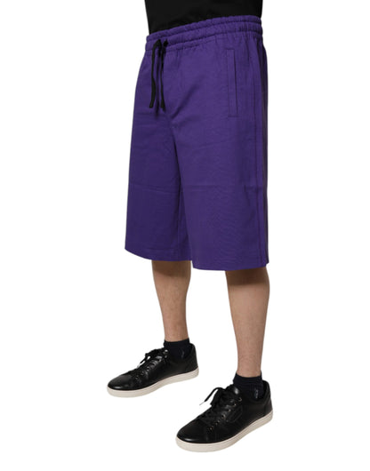 Dolce & Gabbana Purple Cotton Men Bermuda Sweatshorts Shorts