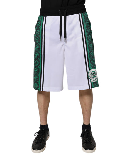Dolce & Gabbana White Green Men Jersey Sweatshorts Shorts