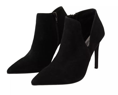 Steve Madden Black Suede Leather Stiletto Heels Boots Shoes