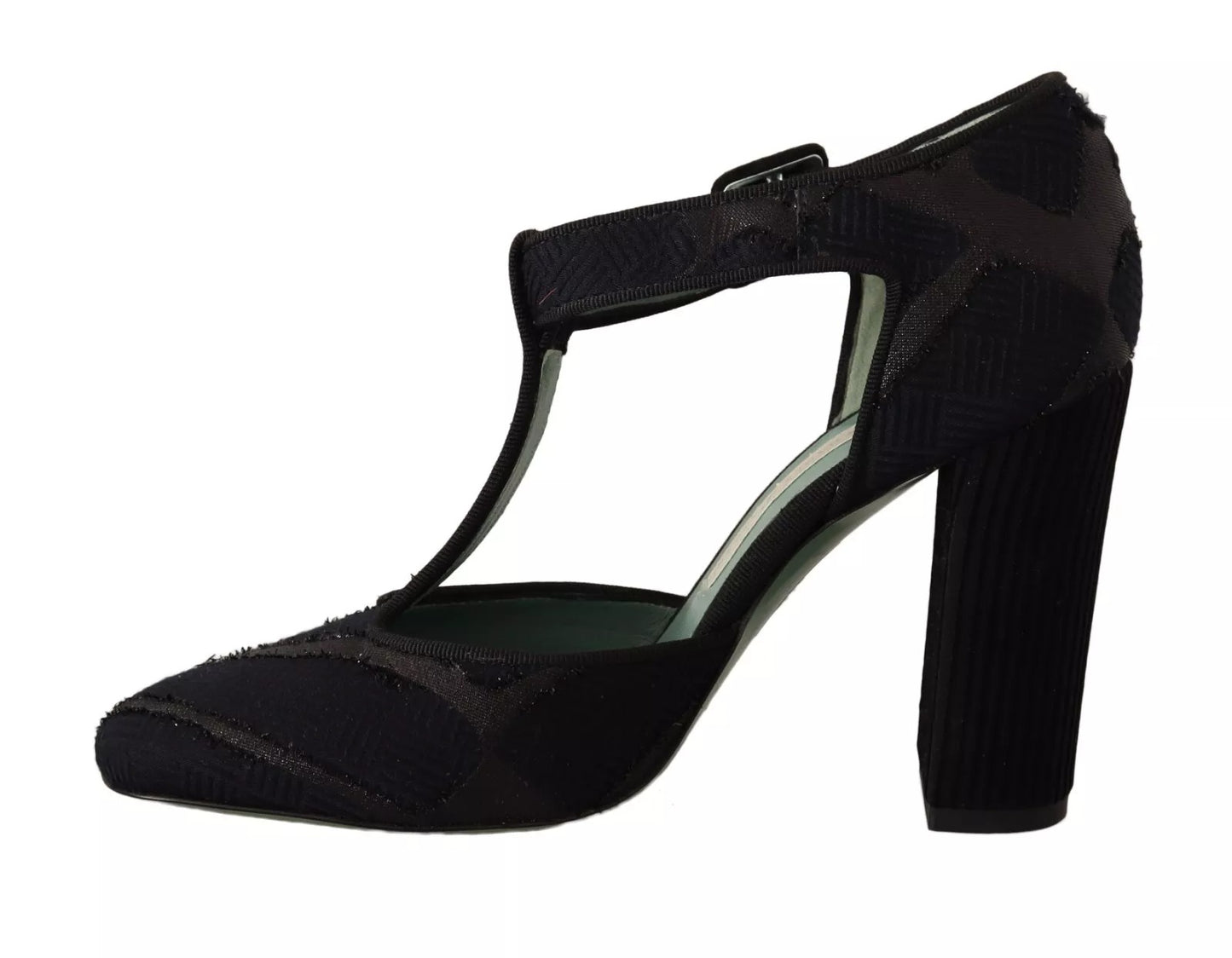 Paola D'Arcano Black Suede Leather Block Heels Sandals Shoes