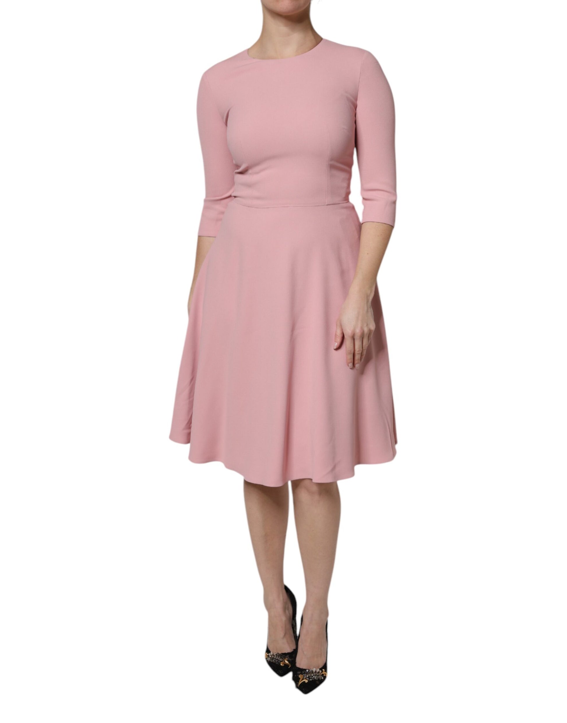 Dolce & Gabbana Pink A-line Flare Viscose 3/4 Sleeves Dress