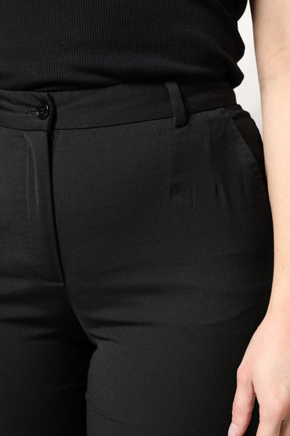 Dolce & Gabbana Black Polyester High Waist Slim Pants