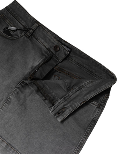 Dolce & Gabbana Gray Cotton Stretch Mid Waist Denim Mini Skirt