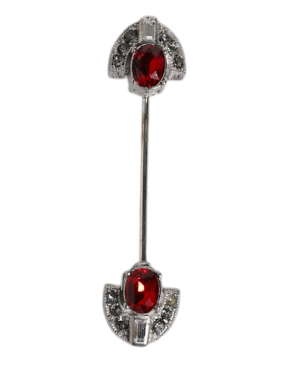 Dolce & Gabbana 925 Sterling Silver Glass Crystal Collar Stop Brooch Pin