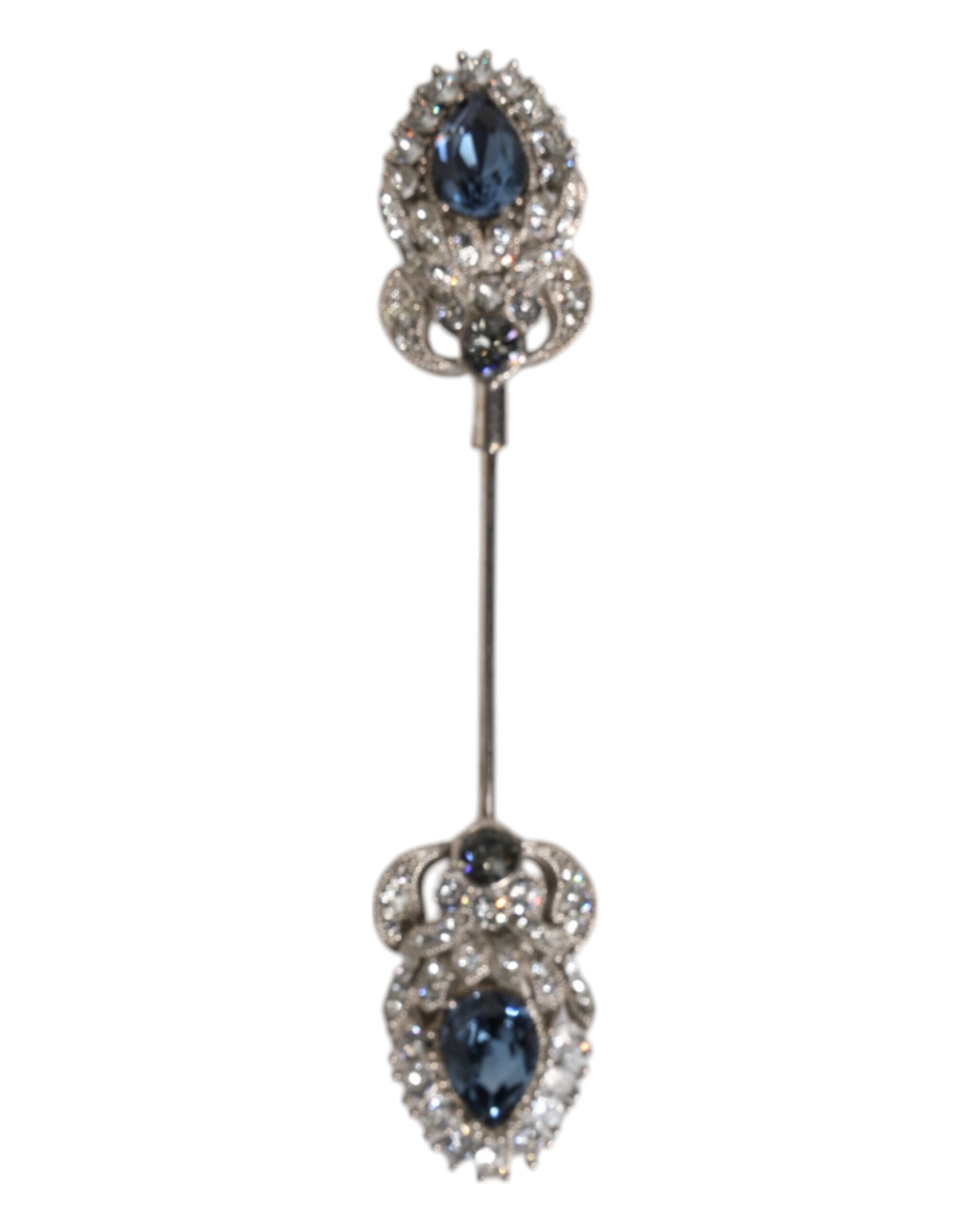 Dolce & Gabbana 925 Sterling Silver Crystals Collar Brooch Accessory Pin