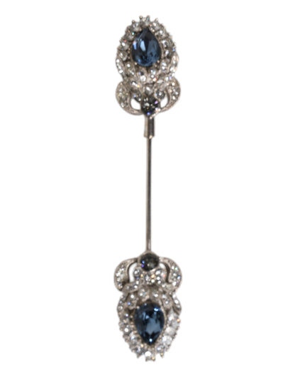 Dolce & Gabbana 925 Sterling Silver Crystals Collar Brooch Accessory Pin