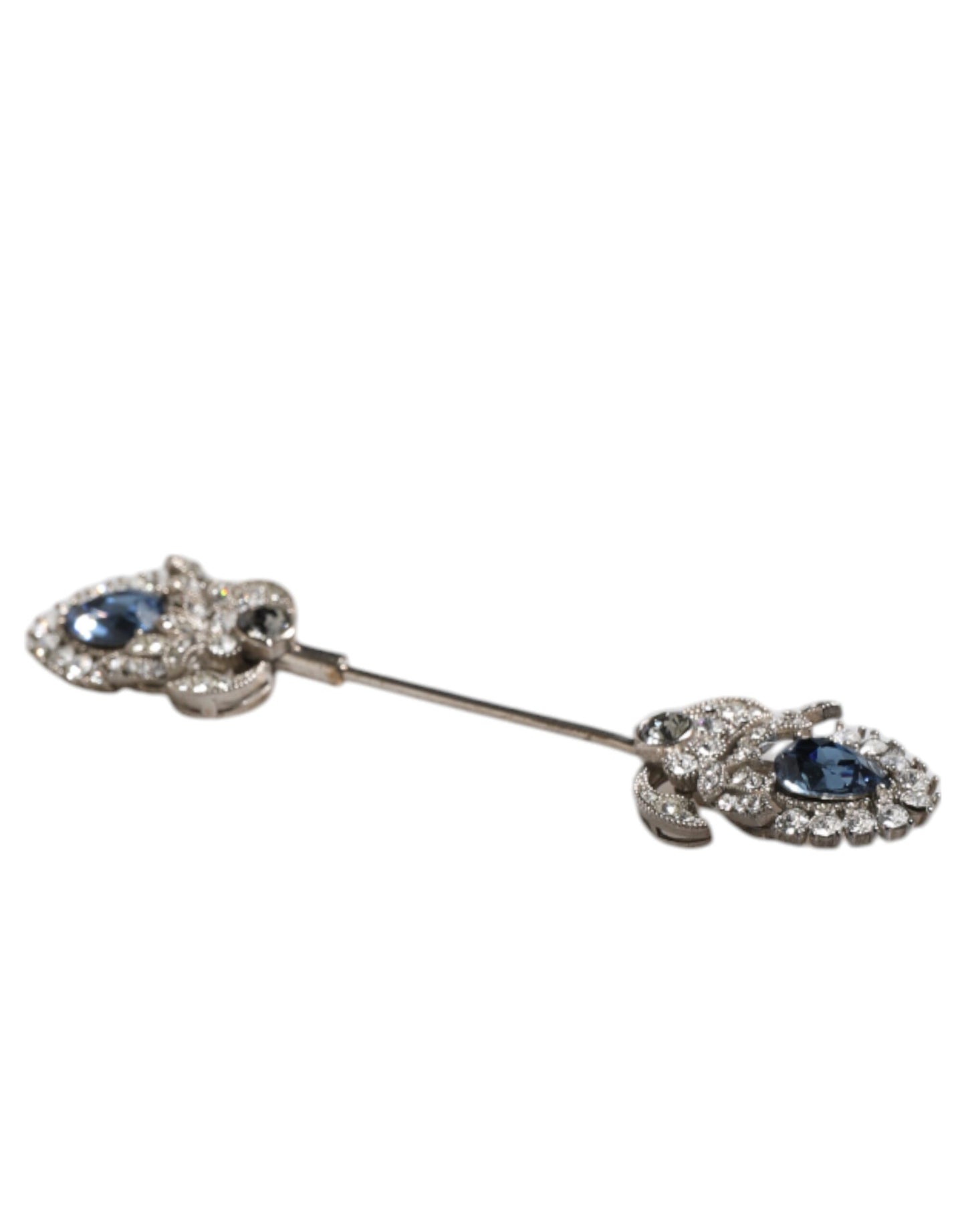 Dolce & Gabbana 925 Sterling Silver Crystals Collar Brooch Accessory Pin